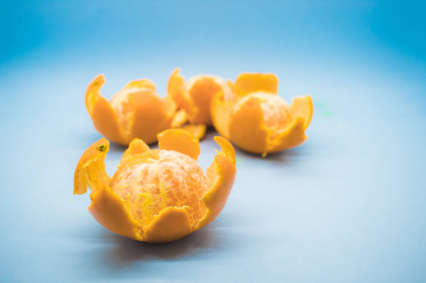 Tangerines on a blue background - Photo, Image