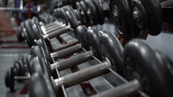 Video of rack with dumbbells in gym - Footage, Video
