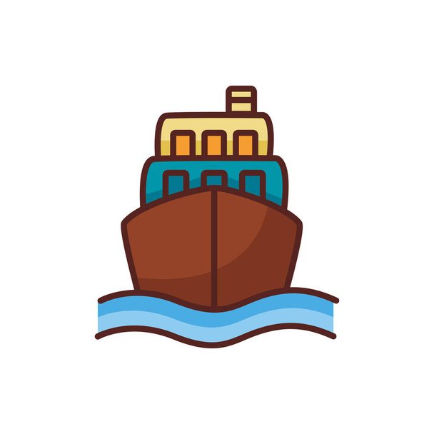 navio barco linha do mar cor estilo
 - Vetor, Imagem