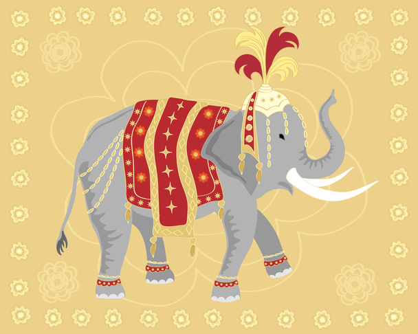 Decorative elephant - Διάνυσμα, εικόνα