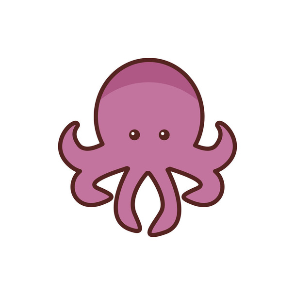 chobotnice moře zvíře čára barva styl ikona - Vektor, obrázek