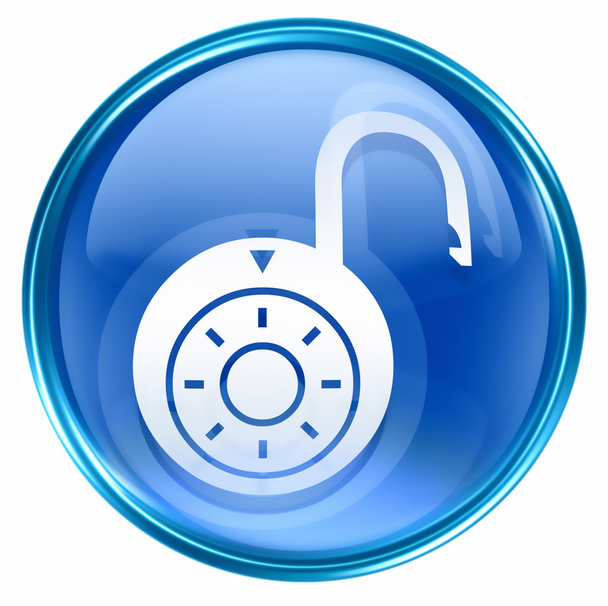Lock on, icon blue, isolated on white background. - Φωτογραφία, εικόνα