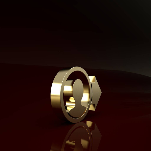 Gold Job icona di promozione isolato su sfondo marrone. Successo, realizzazione, motivazione business symbol, crescita. Concetto minimalista. Illustrazione 3d rendering 3D
 - Foto, immagini