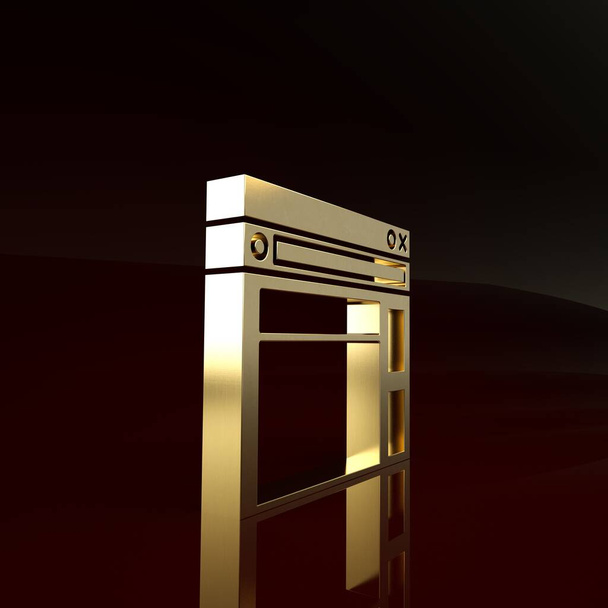 Icono de plantilla del sitio web de oro aislado sobre fondo marrón. Protocolo de comunicación por Internet. Concepto minimalista. 3D ilustración 3D render - Foto, Imagen