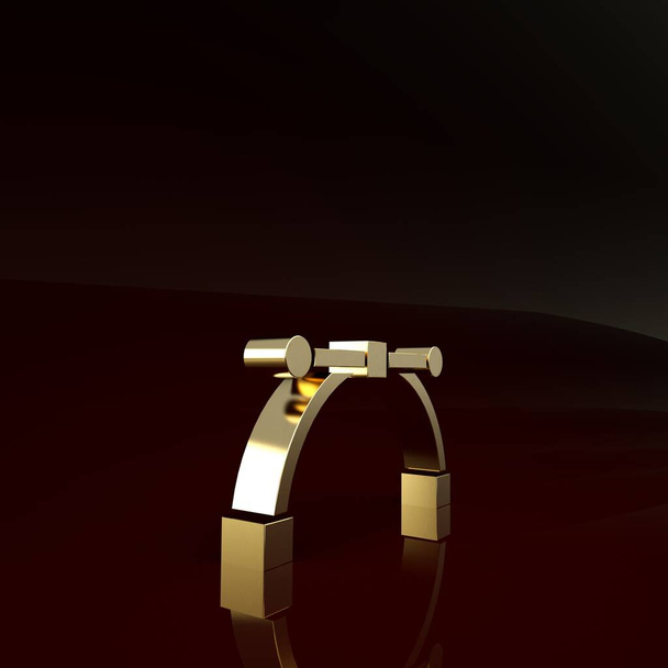 Значок кривой Золотого Безье выделен на коричневом фоне. Ref-tool icon. Концепция минимализма. 3D-рендеринг - Фото, изображение