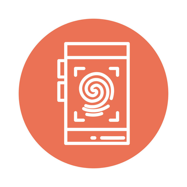 smartphone con huella digital, bloque e icono de estilo plano
 - Vector, imagen