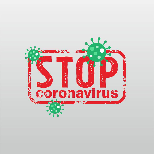Stop Corona Virus Red Grunge Sign Illustration, Covid-19 Tag, Label, Poster Design Template Vector - Vektor, Bild