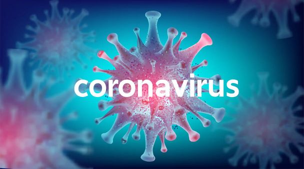 Coronavirus 2019-nCov, Element für medizinisches Konzept, Mikroskopvirus Nahaufnahme Vector 3D style - Vektor, Bild
