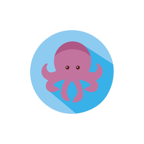 octopus sea animal block style icon - Διάνυσμα, εικόνα