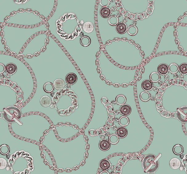 endless gold chain and chain jewelry print pattern - Photo, Image