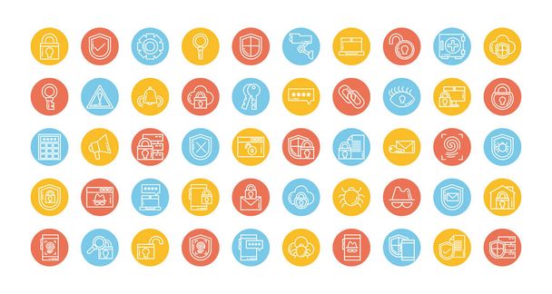 set of icons security, block and flat style icon - Vector, Image