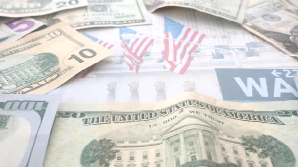 Tausta rahalla Amerikan dollarin seteleitä - Materiaali, video