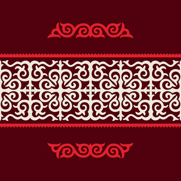 Traditional ornament of middle Asia for decoration of clothes and yurts. Nomadic ornament - Vetor, Imagem