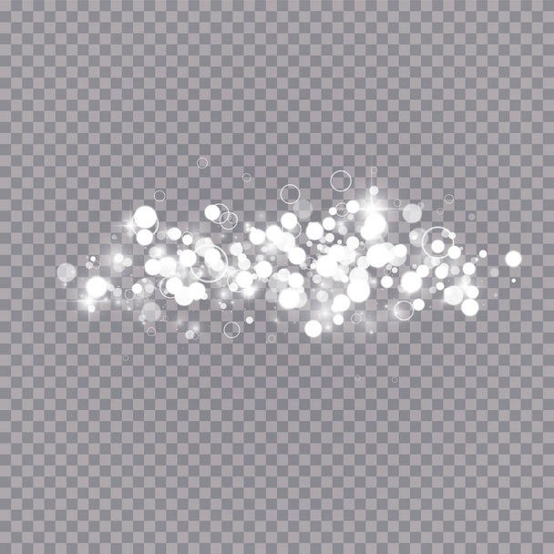 Efecto de luz brillante con muchas partículas de purpurina aisladas sobre fondo transparente. Nube estrellada vectorial con polvo. Decoración mágica de Navidad - Vector, Imagen