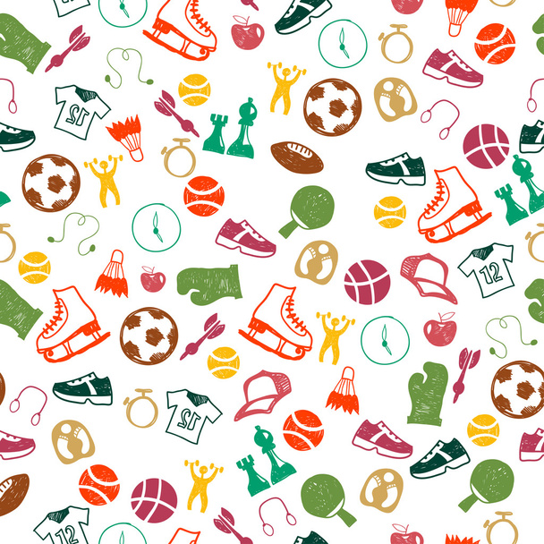 Seamless pattern with sport icons - Vector, Image