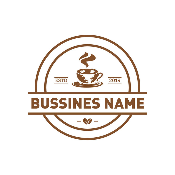 Πρότυπο φορέα σχεδιασμού λογότυπου καφέ. Η ετικέτα του καφέ, το σήμα, το έμβλημα. Εικονογράφηση - Διάνυσμα, εικόνα