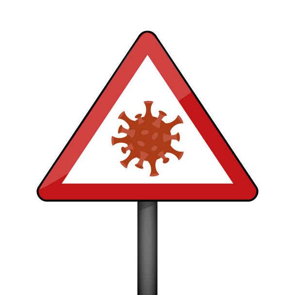 dreieckiges Warnschild mit Virussymbol - Vektor, Bild