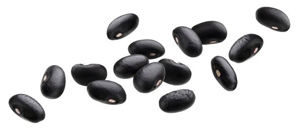 Πτώση μαύρων φασολιών που απομονώνονται σε λευκό φόντο - Φωτογραφία, εικόνα