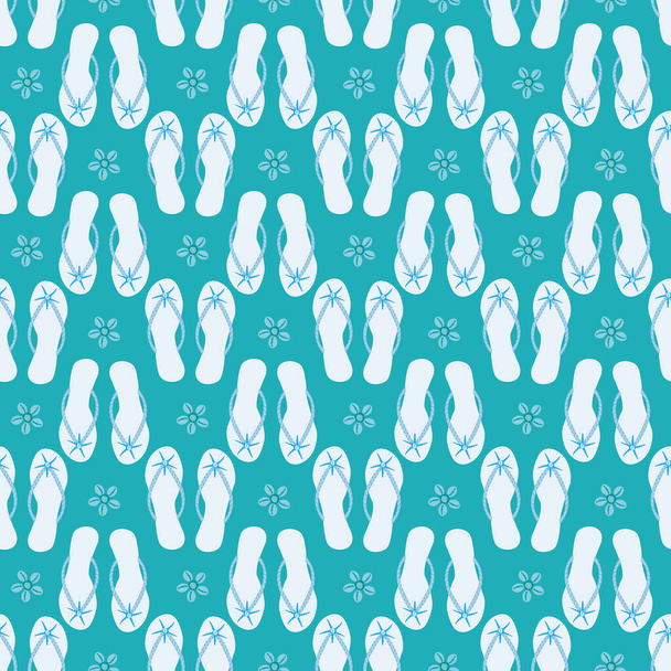 Flip floppi kenkä saumaton vektori kuvio tausta. Kaunis sandaalit geometrinen muotoilu ranta häät tausta. Yksivärinen valtameren sininen. Kaikki yli tulostaa häämatka, loma keinona käsite
 - Vektori, kuva