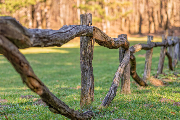 Extremely shallow depth of field. Wooden fence in nature - Photo, Image