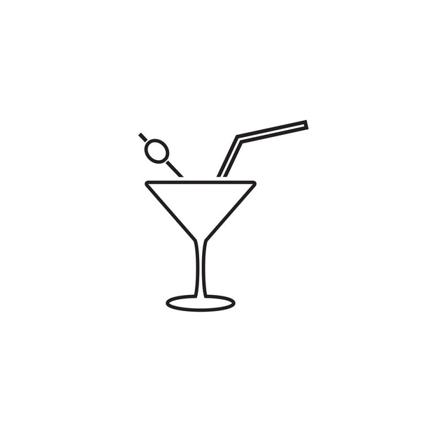 Modèle d'icône de ligne de cocktail. Illustration vectorielle sur blanc - Vecteur, image