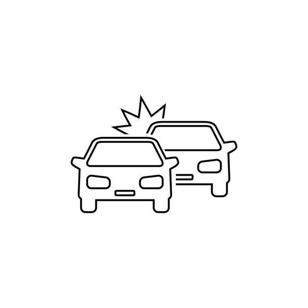 Crashed Cars vector line icon on white - Vector, Image