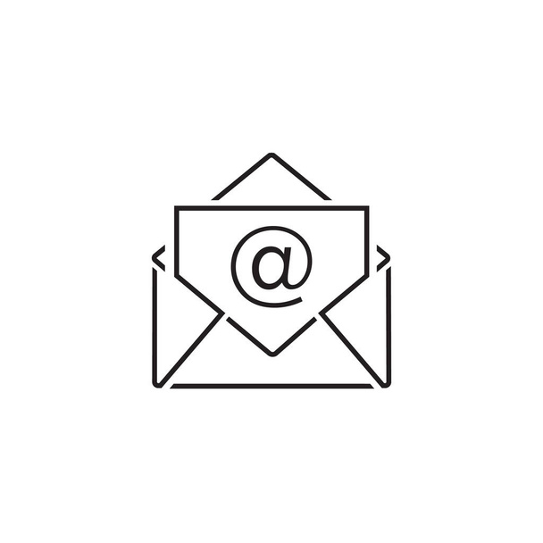 Mail vector line icon on white - Vector, Image