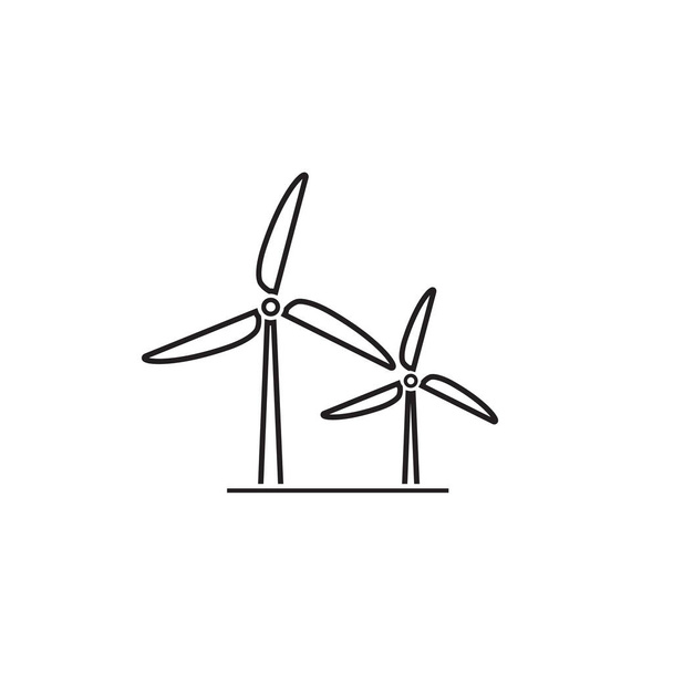 Wind turbine line icon. Flat design style. Windmill silhouette. Vector illustration - Vector, Image