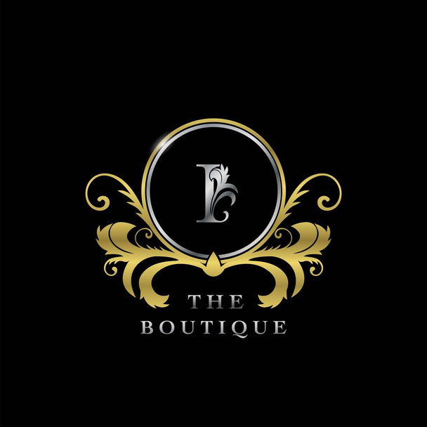 I Letter Golden Circle高級ブティック初期ロゴアイコン、高級ビジネス、ブティック、ファッションなどのためのエレガンスベクトルデザインコンセプト. - ベクター画像
