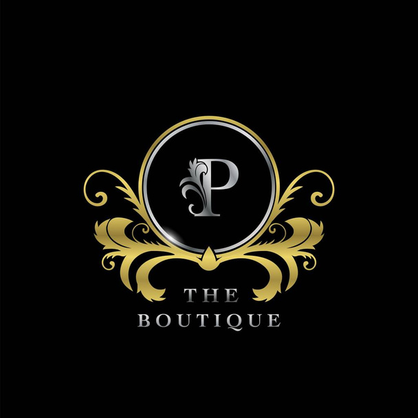 P Letter Golden Circle Luxury Boutique Icône logo initial, concept de design vectoriel élégant pour les entreprises de luxe, boutique, mode et plus d'identité
. - Vecteur, image