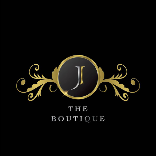 Golden Circle J Logo Luxus Boutique Vektor-Designkonzept. - Vektor, Bild