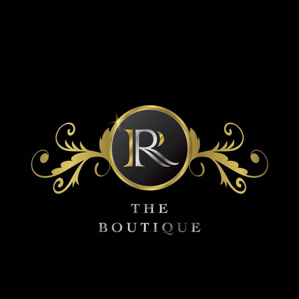 Golden Circle R Logo Luxury Boutique vektor tervezési koncepció. - Vektor, kép