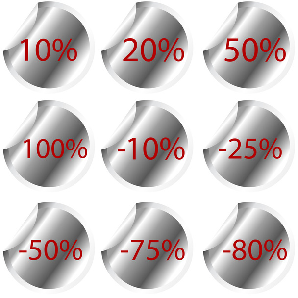 Pegatinas de plata con números procentuales
 - Foto, imagen