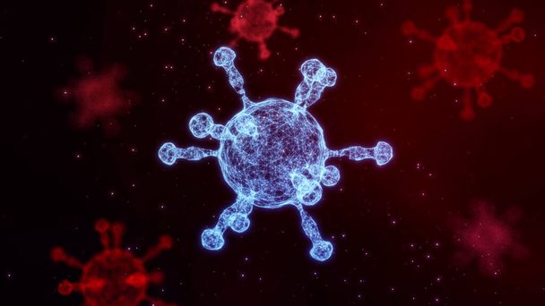Achtergrond beweging van virus evolutie verspreid pandemische epidemie wereldwijd Europa Italië China Coronavirus genezen met drugdetectie wetenschappelijke medische technologie innovatie laboratorium diagnose onderzoek - Foto, afbeelding