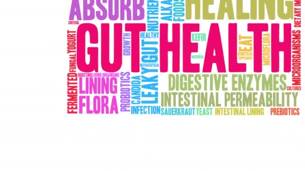Gut egészség szó felhő egy fehér háttér. - Felvétel, videó