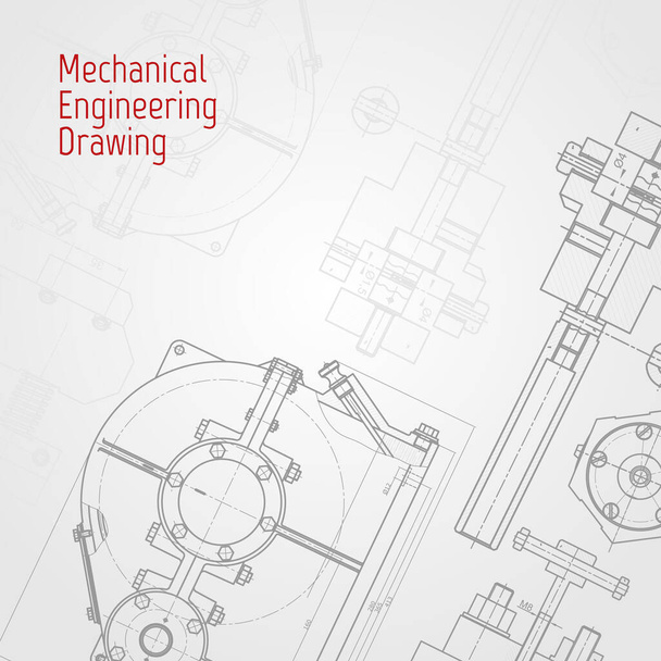 Technical drawing background . Mechanical Engineering drawing. Engine line drawing background - Vector, Image