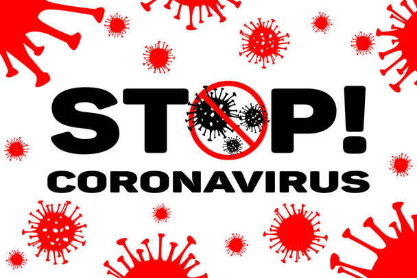 Dangerous STOP Coronavirus vector wallpaper. 2019-nCoV bacteria on white background. COVID-19 Wuhan corona virus disease sign pandemic concept symbol. China. Human health and medical - Vector, afbeelding