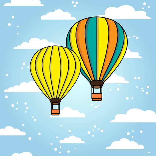 Vektorhintergrund mit Luftballon und Wolken - Vektor, Bild