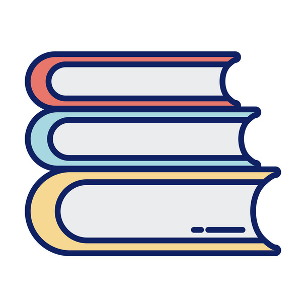 köteg könyvek, vonal és töltse stílus ikon - Vektor, kép