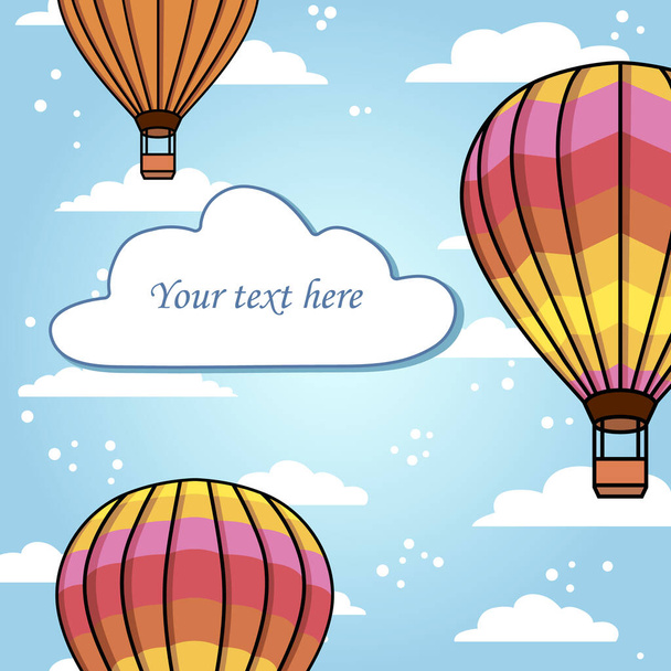 Vector background with air balloon and clouds - Vector, afbeelding