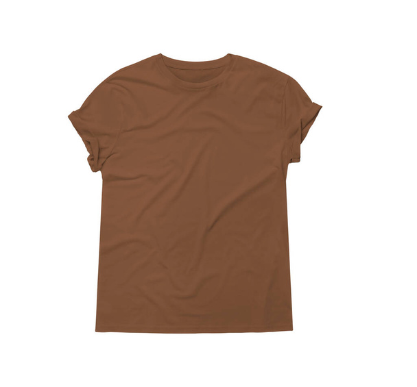 Zarif bir tişört, tasarımlarınızı bir grafik tasarımcısı gibi sergilemenize yardımcı olması için Royal Brown Rengi ile modellenir.  - Fotoğraf, Görsel