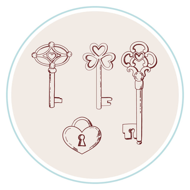 Set of vintage keys. Vector illustration - Vector, Image