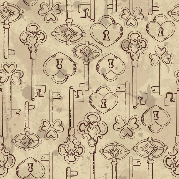 Patrón de llaves sin costura vectorial. Fondo de ilustración vintage
 - Vector, Imagen