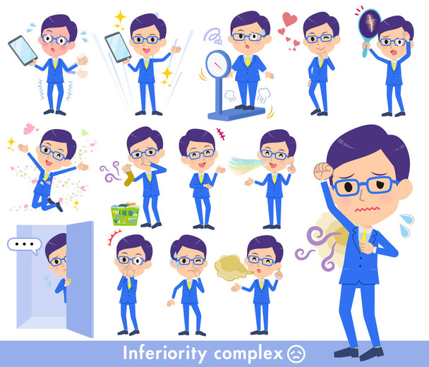 A set of men on inferiority complex.There are actions suffering from smell and appearance.It's vector art so it's easy to edit. - Vector, Image