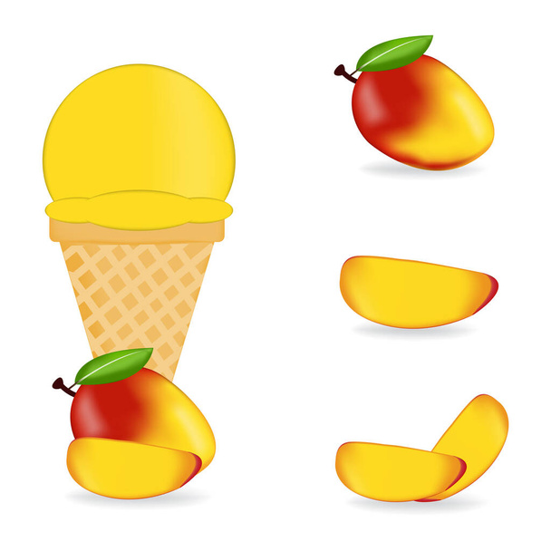 Renkli taze mango dondurmasının vektör çizimi - Vektör, Görsel