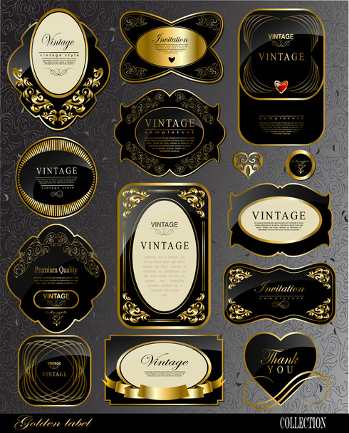 Black gold labels - Vector, afbeelding