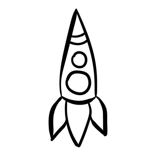 Un cohete espacial. Ilustración de garabatos vectoriales. Aislado sobre blanco
. - Vector, Imagen