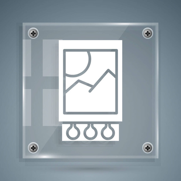 Bianco Open matchbox e abbina icona isolata su sfondo grigio. Pannelli di vetro quadrati. Illustrazione vettoriale
 - Vettoriali, immagini