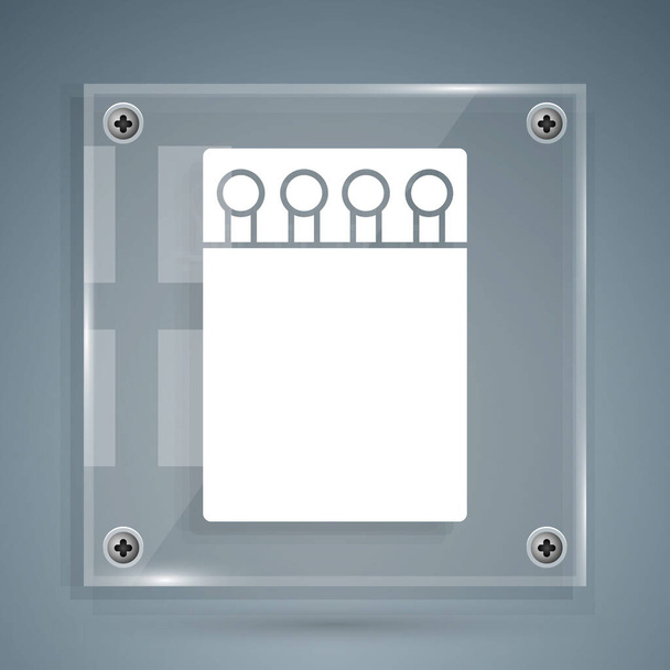 Bianco Open matchbox e abbina icona isolata su sfondo grigio. Pannelli di vetro quadrati. Illustrazione vettoriale
 - Vettoriali, immagini