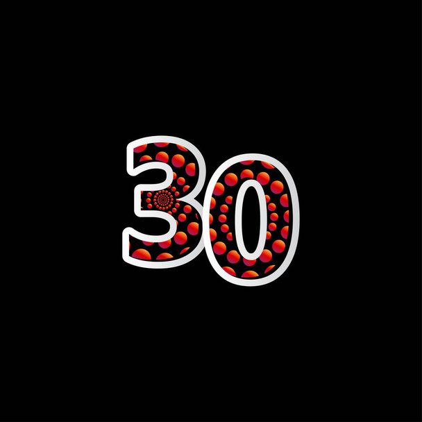 30 Aniversario Celebración Bubble Red Number Vector Template Design Illustration
 - Vector, imagen